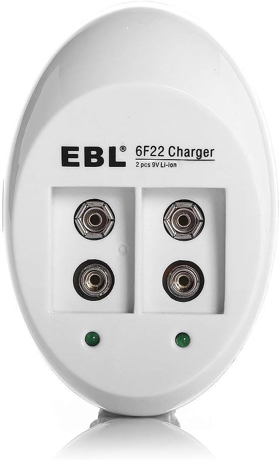 EBL 4-Pack 9V Batteries Li-ion 9 Volt Rechargeable Batteries with 840 9V Battery Charger