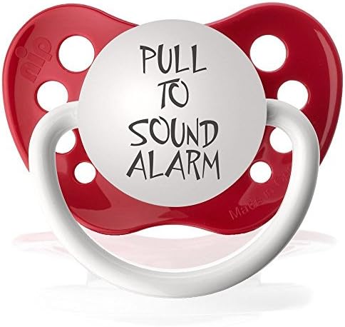 Personalized Pacifiers Pull to Sound Alarm Pacifier, Red