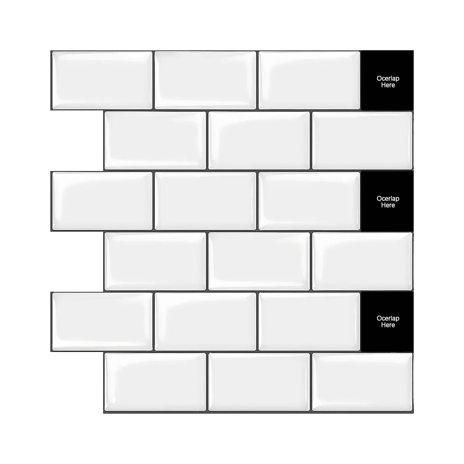 Photo 1 of practicalWs 10-Sheet White Peel and Stick Tile Backsplash,3D Stereo Effect Peel and Stick Backsplash for Kitchen,Stick on Tiles Backsplash for Kitchen and Bathroom in 12"x12" Greater Coverage Area
