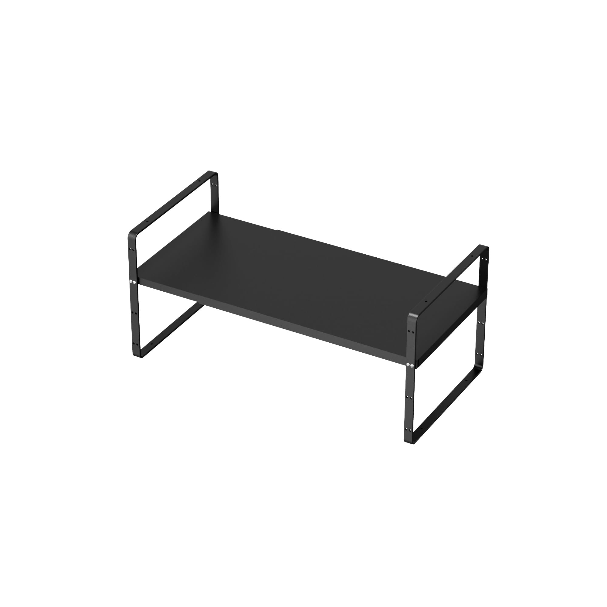 SANNO Expandable Counter Organizer Shelfr, Stackable Pantry Storage Organizer Cupboard Stand Spice Rack, Large Cabinet Counter PantrySpice Rack Shelf, Black, 1 pack