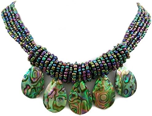 Swimmi Handmade Iridescent Paua Abalone Shell Beads Necklace : CA401