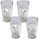 ICUP Peanuts Philosophy of Snoopy Pint Glass (4 Pack), Clear