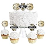 Roaring 20's - Dessert Cupcake Toppers - 1920s Art Deco Jazz Party Clear Treat Picks - 2020 New Year's Eve Party - Set of 24