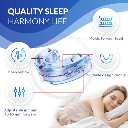 Kaitse Anti Snoring Devices for Sleep: Adjustable Snoring Solution - Essentials for men obese snorers aged 20-45 - Medium size (Navy Blue）