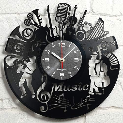 Music Design Vinyl Clock Music Wall Art Vinyl Record Clock Home Art Music Lover Gift Vintage Decor Handcrafted Retro Wall Decorations Birthday Gift Black