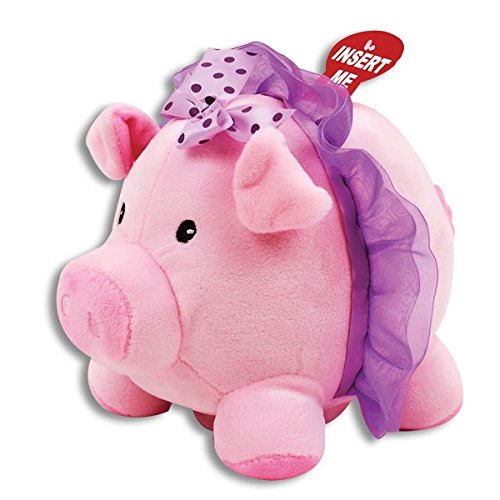 Linzy Toys Plush Coin Sound, Piggy Bank 8" Purple Animal Toy
