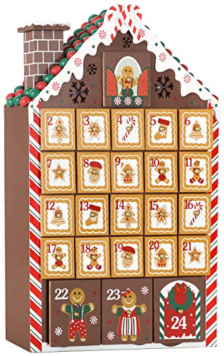BRUBAKER Advent Calendar - Wooden Gingerbread House with 4 LED Lights - 10.3 x 17.7 x 2.1 inches - Thumbnail 7