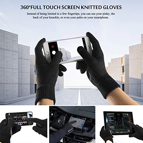 image for Touch Screen Gloves, TRENDOUX Unisex Knit Winter 360° Whole Palm Touc