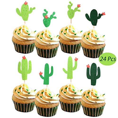 Yaaaaasss! Cactus Cupcake Toppers Fiesta West Cacti Llama Theme Birthday Party Supplies