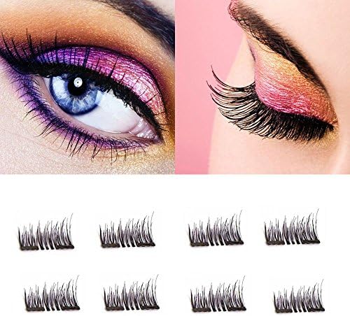 Meiyoo2 3D Magnetic Eyelashes Extension - No Glue Natural Looking Reusable Siberian Mink Fake Eye Lashes Extensions Gift Sets False Eyelashes with Magnets Makeup Black (2 Pair Pack, 8 Pieces)