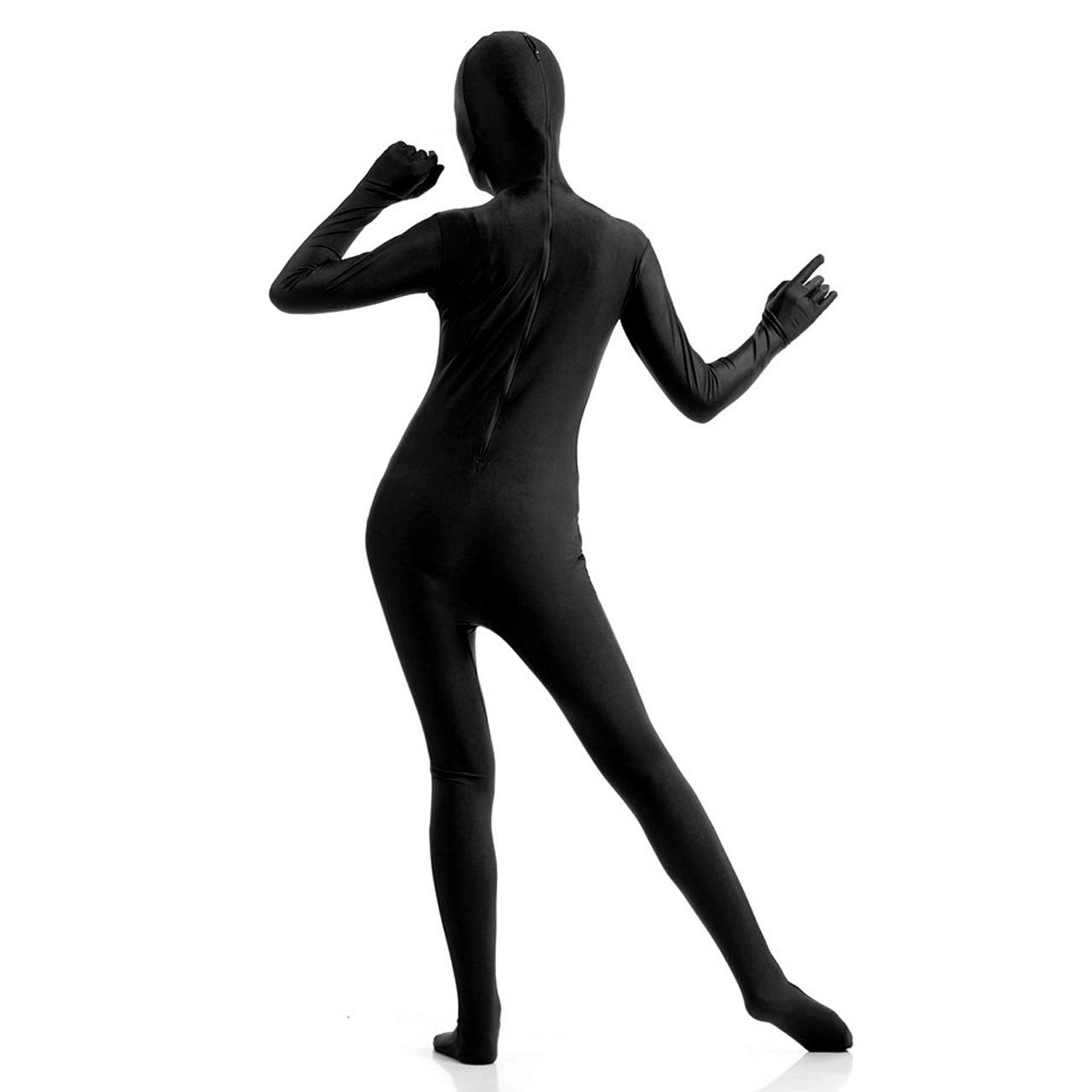 Faletony S-XXL Adult Zentai Cosplay Bodysuit Full Body Suit Unisex Tight Bodysuit Costume for Party Halloween Christmas Black (M)