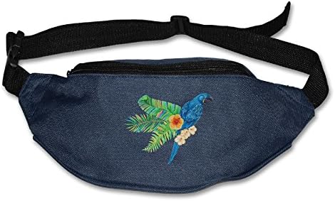 Unisex Pockets Parrot With Flower Fanny Pack Waist / Bum Bag Adjustable Belt Bags Running Cycling Fishing Sport Waist Bags Black