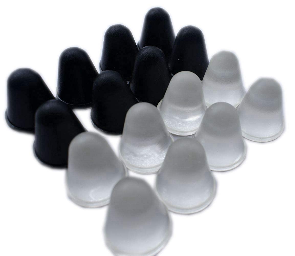 Roombas Bumper Extender,Cone Shaped Clear Rubber Bumpers,Conical Rubber Bumpers Black,Tall Rubber Feet Spacers for Speakers, amplifiers, Laptops, Appliance. 8Pcs Black Bumpers and 8Pcs Clear Bumpers.