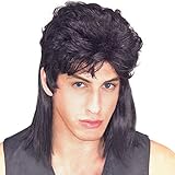 Black Mens Mullet Wig