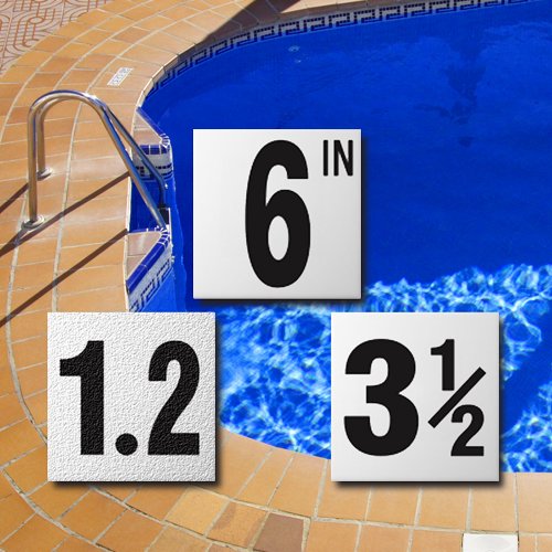 Ceramic Swimming Pool Waterline Depth Marker "5 FT" Smooth Finish, 5 inch Font