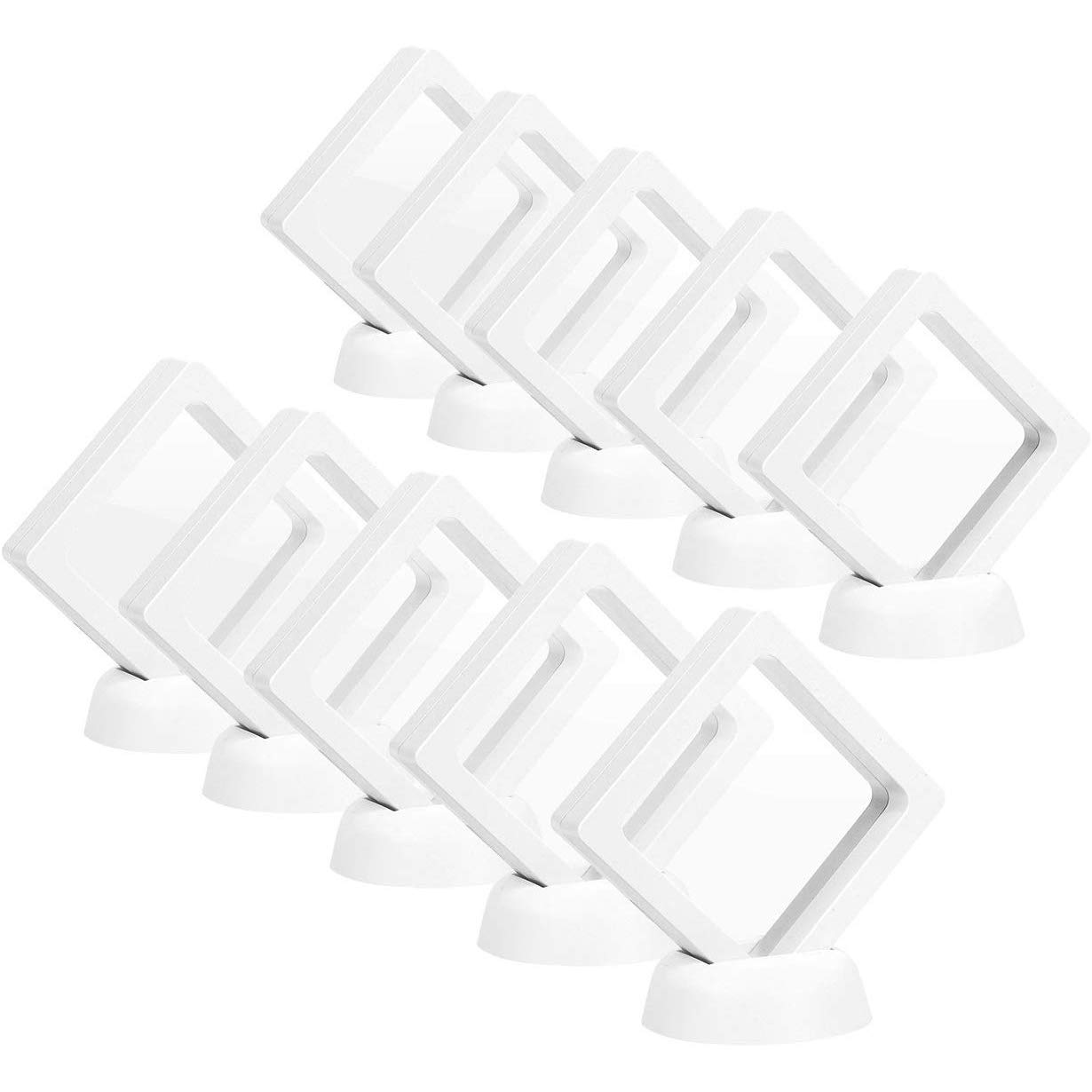 Naliovker Coin Display Box - Set Of 10 3D Floating Frame Display Holder with Stands for Challenge Coins, AA Medallions, Jewelry