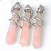 Top Plaza Snake Chakra Healing Pendants for Necklace, Natural Amethyst Rose Quartz Unakite, Opalite, Synthetic Golden Sand Malachite, 6pcs