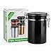 Large Airtight Coffee Container, Stainless Steel Black Kitchen Storage Canister for Coffee, Nuts,Sugar, Flesh(22 OZ)