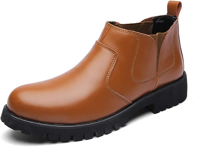 Amazon Prelesty メンズ 本革 無地 防水 防寒 チェルシーブーツ イングランド風 ドレスシューズ かっこいい ブーツ