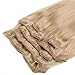 Grammy 18 Inch 7pcs Remy Clips in Human Hair Extensions 70g with Clips for Highlight (18inch, 24 Beige Blonde)