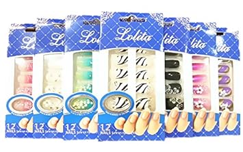 10 Packungen 12x Selbstklebende 3D Nails Kunstnägeln Pre-Glued FL-03 Set
