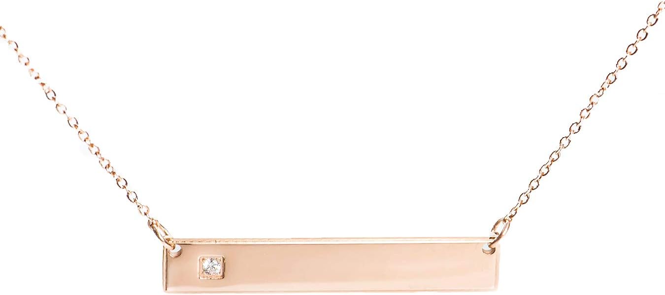 Personalized Bar Necklace for Women Engraved Custome Name Necklace for Her Birthday, Wedding, Bridesmaid, Graduation, Mother's Day, Christmas- with Present Box