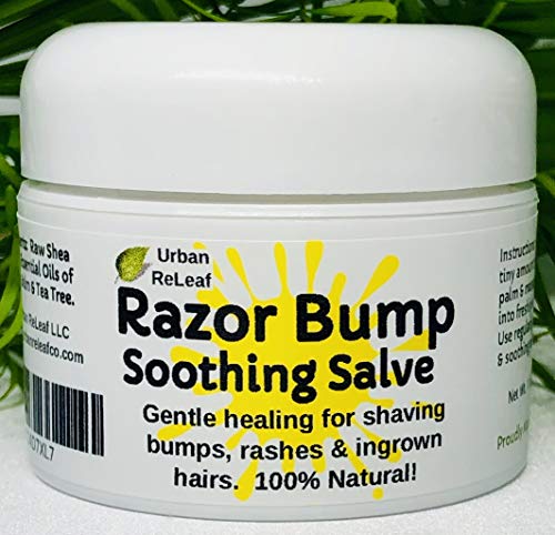 Urban ReLeaf Razor Bump Soothing Salve! 1 oz. Quickly Soothe Bumps, rashes, ingrown Hairs & Razor Burn. 100% Natural, Vegan. Pure Shea, Tea Tree, Lemon Balm. for face, Neck, Bikini, Body! (Best Aftershave To Prevent Razor Burn)