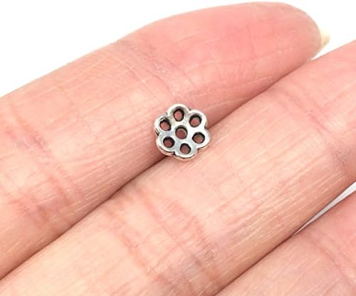 50 x Flower Beads Caps 6mm Antique Silver Tone #MCZ676