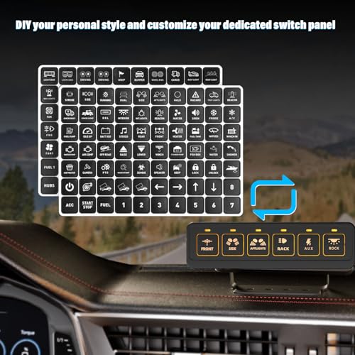 Fly Kan 6 Gang Wireless Switch Panel, Multifunction Remote Control Offroad Light Switch Panel with Waterproof and Universal Circuit IC Control System Switch Pod for 12V-24V Truck SUV ATV UTV Car etc.
