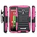 Fosmon STURDY Shock Absorbing Dual Layer Hybrid Holster Cover Kickstand Case for Motorola Moto G (1st Generation Only) / Motorola DVX - Retail Packaging (Pink)