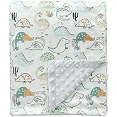 CREVENT Fuzzy Baby Nursery Blanket for Boys Soft Plush Receiving Gift for Newborns, All Season Use - Dinosaur 30x40 Inches