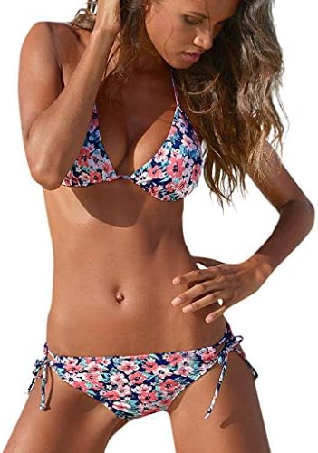 BabiQ Women Brazilian Bikini Set Swimwear Halter Vest Tops Swimsuit Beach Bathing Suit (XL, Pink)
