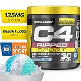 C4 Ripped Sport Pre Workout Powder Artic Snow Cone, Nsf Certified for Sport + Sugar Free Preworkout Energy Supplement for Men & Women, 135mg Caffeine + Weight Loss, 30 Servings, 8.7 Oz