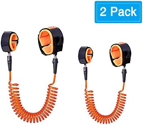GOSTAR Upgrade Version Toddler Baby Children Kids Anti Lost Safety Wrist Link 360° Rotating Harness Strap Rope Leash Walking Hand Belt 2-Pack(4.9 ft &amp; 8.2ft) (Orange)