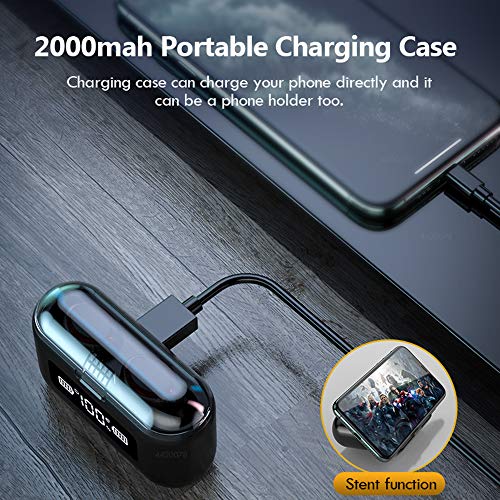 gdfh Bluetooth 5.0 Wireless Earbuds with Wireless Charging Case Waterproof TWS Stereo Headphones in Ear Built in Mic Headset Premium Sound with Deep Bass for Sport