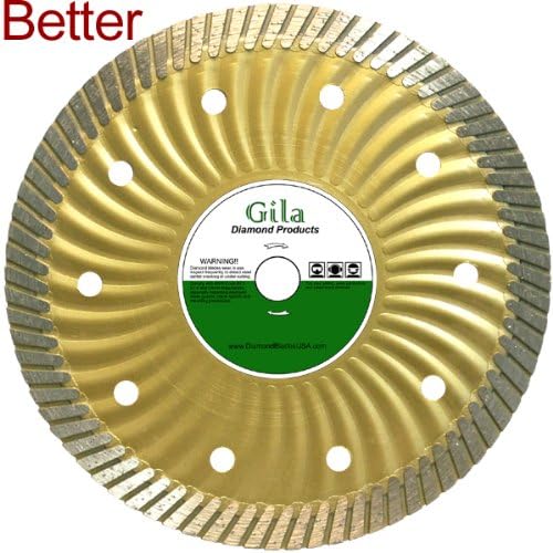 GilaTools 4.5" Supreme-plus Power Wave Core Continuous Rim Turbo Granite Porcelain Stone Diamond Blade
