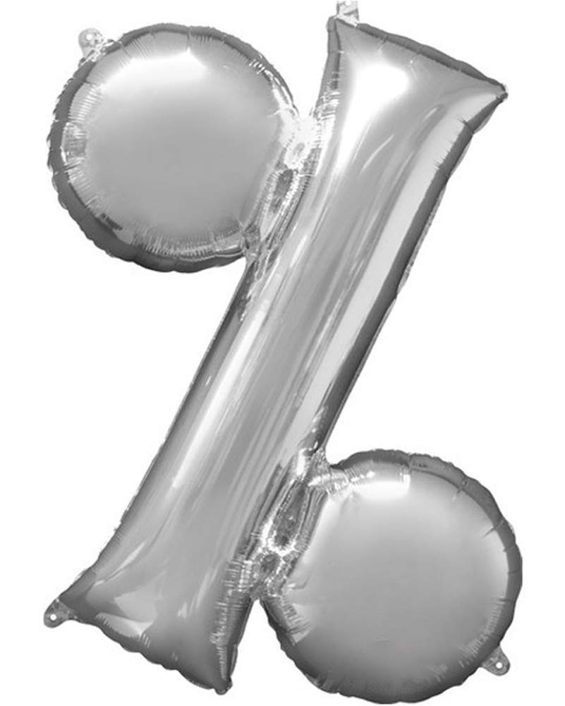 Silver Percent Symbol - Foil Balloon - 16" - 1 Pc.