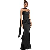 Yiwasou Scarf Bridesmaid Dresses Satin Strapless Mermaid Evening Formal Dresses for Wedding ZS003
