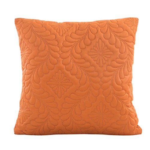 Throw Pillowcases Square Waist Cushion Cover for Sofa Bed Home Decor (43X43cm) (Orange) - Thumbnail 3