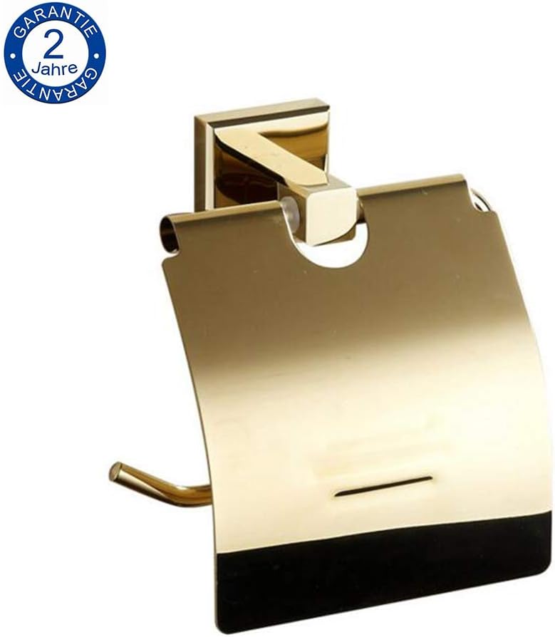 Toilettenpapierhalter Aus Kupfer – Bronzegold, Wasserdicht, Mit Deckel, Schraubmontage Für Badezimmer