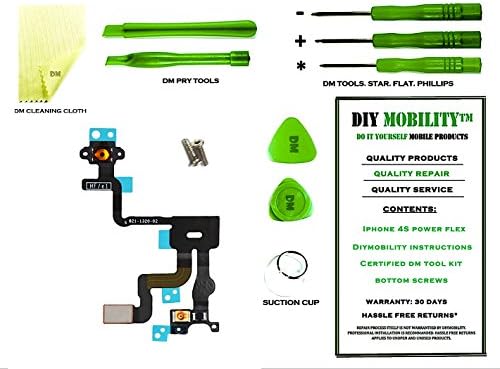 iPhone 4S Power Button, Proximity Light Sensor, and Microphone Flex Cable PREMIUM Kit with DM Tools, Cleaning Cloth, and Instructions Included - DIYMOBILITY