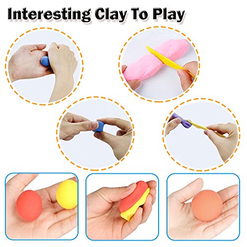 Dear Deer Dinosaur World Super Light Air Dry Clay Set DIY Craft Kit with 24 Cans Modeling Clay and 4 PCS 3D Dinosaur Molds in a Jumbo Egg For Kids - Thumbnail 4
