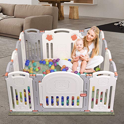 JOYMOR 14 Panels Foldable Baby Playpen BPA-Free Safety Play Yards Kids Activity Center with Locked D - //coolthings.us
