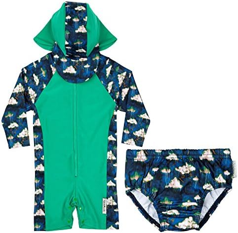 Rashoodz One Piece Sunsuit Rash Guard Swimsuit Sun Hat and Reusable Swim Diaper
