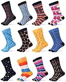 Gallery Seven Mens Dress Socks - Funky Colorful Socks for Men - Style 1 - 12 Pack - Size 10-13
