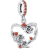 BOIGEGU 925 Sterling Silver Charm for Pandora Bracelet Rose Flower Necklace Charms Couple Mom Valentine's Day Jewellery for Women Wife