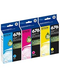 Genuine Epson 676 X L Color (Cian, Magenta, amarillo) DURABrite Ultra Ink Cartridge 3-Pack (Incluye 1 Cada Uno de T676 X L220, T676 X L320, T676 X L420)