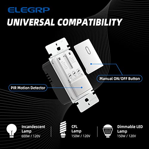 ELEGRP Occupancy Motion Sensor Light Switch, PIR Infrared Motion
