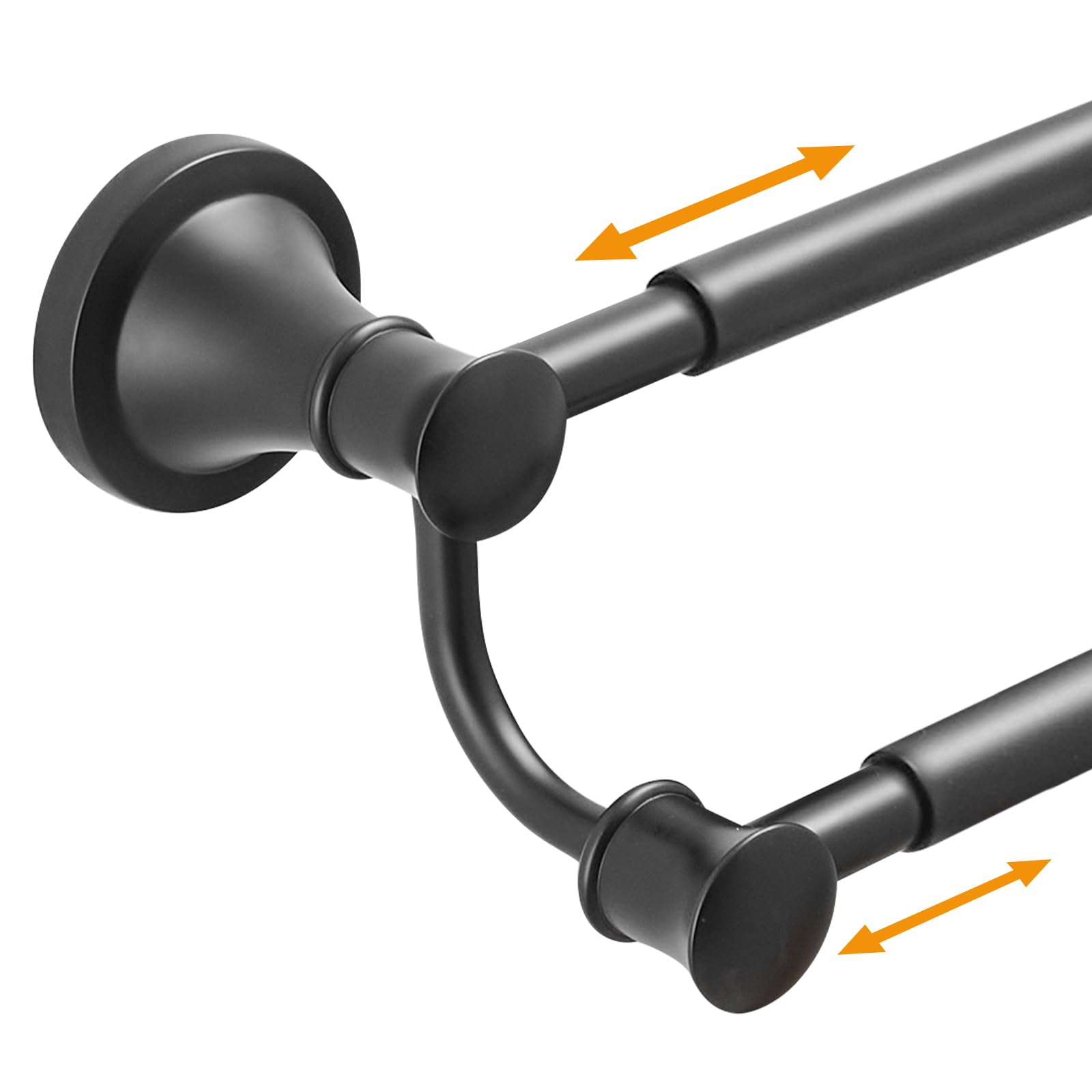 Photo 1 of Hoimpro Adjustable Retractable 15-27 Inches Stainless Steel Bathroom Towel Bar, Bathroom Accessories Bath Hotel Double Towel Bar Rod Hanger Wall Mounted Towel Holder Towel Rack, Matte Black