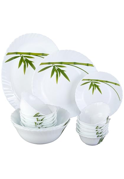 LaOpala Fluted Dinner Set, 19-Pieces, Multicolour